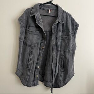 Anthropologie Pilcro Oversized Button Up Cotton Vest